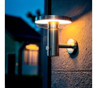 LEDKIA LIGHTING Applique da Parete per Esterni Solare LED 5W Alluminio con Sensore di Movimento Barton Argento per Sale, Soggiorno, Cucina, Camera