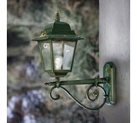 Applique da parete per esterno lanterna verde e oro decorata 1 luce FL-193