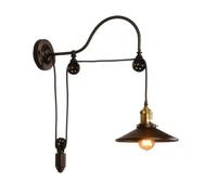 Applique da Parete per Interni E27 Max 100W Lampada da Parete in Metallo Antico Decorazione Industriale Illuminazione da Parete Puleggia Regolabile Lampada da Comodino in Stile Country per corrid