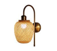 Applique da parete per interni Lampada in vimini e bambù Fai da te Paralume in rattan Apparecchi di illuminazione rustici Applique da parete Decor per soggiorno Ristorante Bar Corridoio,E27