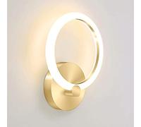Applique da parete per interni Lampade da parete a LED ad anello acrilico Lampada da comodino Lampade dorate per camera da letto soggiorno corridoio (luce calda)