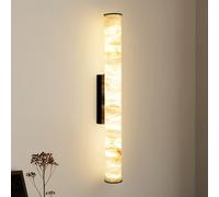 Applique da parete per interni, moderno, effetto marmo, lungo, lineare, in alabastro e ottone, per bagno, soggiorno, cucina, corridoio