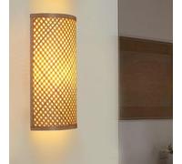 Applique da Parete per Interni Stile Rustico Country Boho in Vimini Rattan E bambù Ideali per Corridoio Comodino Ristorante Scale Bar Camera da Letto E Soggiorno