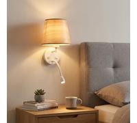 Applique da parete per lettura con flessibile LED 3W 2400K e portalampada E27, lampada da comodino da parete design nordico, doppio interruttore indipendente, calda per camera da letto e hotel