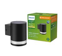 Philips LED Fyce Lampada Solare da Parete per Esterni, Luce Bianca Calda, 1.5W, IP44, Nero