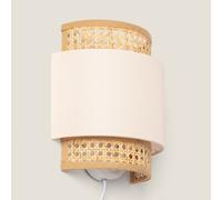 LEDKIA LIGHTING Applique da Parete Rattan e Tessuto Amaia Bianco Rotto E14