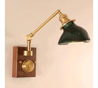 Applique da Parete Regolabile con Braccio Oscillante in Oro Cablato con Interruttore di Accensione E Spegnimento in Vetro Verde Trasparente Vintage Industriale Farmhouse Wood Wall Vanit, Green