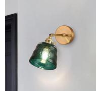 Applique da Parete Regolabile in Ottone con Interruttore, Applique Moderne con Paralume in Vetro Verde, luci per Scale, Lampada da Camera da Letto Multi-Angolo, lampadario