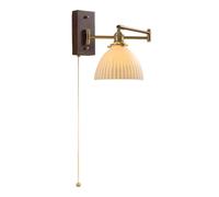 Applique da Parete Regolabile, Lampada da Parete con Braccio Girevole, Lampada da Parete Moderna di metà secolo con Catena di trazione, Lampada da Lettura da Comodino con Paralume in Vetro a