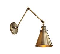 Applique da parete regolabile vintage con braccio oscillante Applique da parete con paralume a imbuto in ferro Finitura bronzo industriale Lampada da parete a braccio lungo Edison E27 Lampada per
