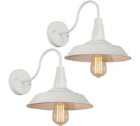 Applique da parete retrò bianca a collo d'oca, stile industriale vintage rustico, lampada a LED per veranda, camera da letto, giardino d'inverno, sala da pranzo, ingresso, garage, camera degli ospiti