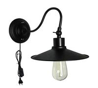 Applique da Parete retrò con personalità, Lampada da Parete in Metallo, Ferro battuto, Collo di Cigno, Paralume Rotondo, Luce di Lusso, Adatta per Villa, Patio, Balcone, Parco, Sorgente Luminosa