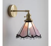 Applique da parete retrò in ottone per camera da letto, comodino, con paralume in vetro, lampade da parete a 1 luce, finitura spazzolata, apparecchio di illuminazione per soggiorno, corridoio, E27 ca