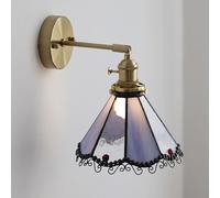 Applique da parete retrò in ottone per camera da letto, comodino, con paralume in vetro, lampade da parete a 1 luce, finitura spazzolata, apparecchio di illuminazione per soggiorno, corridoio, E27 ca