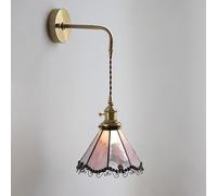 Applique da Parete retrò in Ottone per Camera da Letto, Comodino, con Paralume in Vetro, lampade da Parete in Oro Spazzolato a 1 Luce, Soggiorno, corridoio, casa o apparecchio di Illuminazione, E