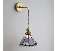 Applique da parete retrò in ottone per camera da letto, comodino, con paralume in vetro, lampade da parete a 1 luce, finitura spazzolata, apparecchio di illuminazione per soggiorno, corridoio, E27 ca