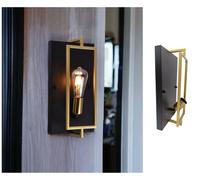 Applique da parete rettangolare nero oro per lampadina attacco E27 design vintag