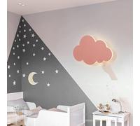 Applique da Parete Ricaricabile Tramite USB Dimmerabile con Telecomando Modello Cloud con Interruttore Touch per Camerette Camerette per Bambini Soggiorni (Rosa)