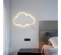 Applique da Parete Ricaricabile Tramite USB Dimmerabile con Telecomando Modello Cloud con Interruttore Touch per Camerette Camerette per Bambini Soggiorni (Bianco)