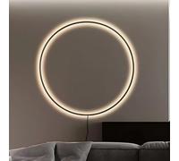 Applique da parete rotonda a LED nera con spina USB, lampada da parete circolare minimalista, grande 50 cm, luce indiretta dimmerabile per interni, applique da parete per soggiorno, negozio, ufficio,