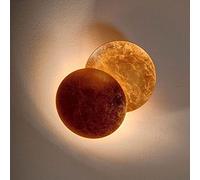 Applique da parete rotonda creativa in oro e rame - Lampada per eclissi solare per soggiorno, camera da letto, corridoio, stile nordico, concetto lunare unico, apparecchio di illuminazione moderno pe