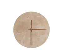 Applique da Parete Rotonda in travertino Giallo, Lampada in Stile Giapponese con Orologio, Applique in Pietra Naturale, Luce Calda 3000K, LED per Negozi e ristoranti