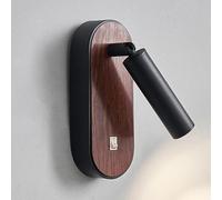 Applique da Parete Rustica in Legno da Fattoria, Luce da Parete Regolabile, Luce da Lettura a LED Vintage da Parete, Lampada da Parete nordica Moderna in venatura di Noce, Illuminazione Interna p