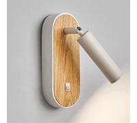Applique da Parete Rustica in Legno da Fattoria, Luce da Parete Regolabile, Luce da Lettura a LED Vintage da Parete, Lampada da Parete nordica Moderna in Noce venato, Illuminazione Interna per co
