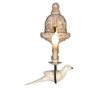 Applique da Parete Rustica Vintage Francese a Forma di Uccello, in Stile Fattoria, con Candela, Finitura in Legno Bianco Anticato, per Camera da Letto e Soggiorno (1 Luce)