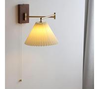 Applique da Parete Rustiche in Legno per Interni con Braccio Oscillante E Paralume in Tessuto Lampada da Parete per Testiera del Letto Lampade da Comodino in Stile Rustico Color Oro per Camera da Le