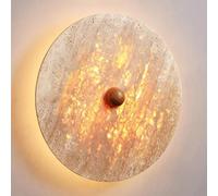 Applique da Parete Semplice in Pietra, Applique Rotonda a LED in travertino Giallo Naturale, lampade da Parete per Interni con Luce Calda 3000K, Lampada da Specchio per Bagno e Camera da Letto, i