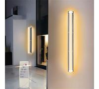 Applique da parete solare per esterni con telecomando, applique da parete a LED a striscia lunga, lampade da parete di sicurezza solari, super luminose, moderne e minimaliste, in alluminio acrilico,