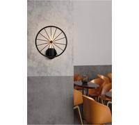 Applique da parete stile vintage a forma ruota di bicicletta nero attacco E27