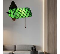 Applique da Parete Tiffany Bankers, Illuminazione Vintage, Lampada da Parete Regolabile con Interruttore a Catena colorato per Studio, Camera da Letto, Soggiorno