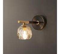 Applique da Parete Vintage con Paralume in Vetro Trasparente e Base in Bronzo Rigato a Olio, Lampada da Parete in Ottone Spazzolato Industriale G9, apparecchio di Illuminazione Decorativa per INT