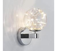 Applique Da Parete Vintage Con Paralume Vetro Vanity Light, Lampada Da Parete Per Interni Illuminazione Da Parete Art Déco Mid-Century Decor Per Camera Da Letto Bagno Comodino Garage Portico,Chrome b