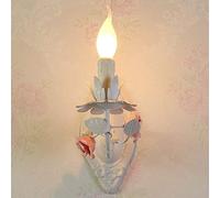 Applique da Parete Vintage con Rose, Stile Francese, Romantica, Floreale, a Forma di Candela, Attacco E12, per Camera da Letto, corridoio, cameretta, Arredamento cottagecore o Vittoriano.