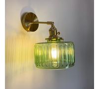 Applique da parete vintage con vetro verde in ottone, braccio oscillante regolabile, lampada da parete industriale per camera da letto, comodino, soggiorno, bagno