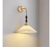 Applique da parete vintage dorata, lampada da parete moderna in legno stile rustico, applique da parete adatta anche a chi vive in affitto, ideale per camera da letto, soggiorno e comodino (diametro 3