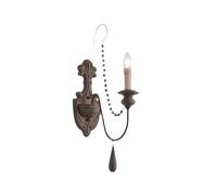 Applique da parete vintage in stile country francese, con testa singola e doppia, finitura anticata, base E14, portacandele, corpo in ferro, luci da parete for camera da letto(Antique color,1 Light)