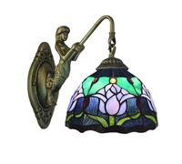 Applique Da Parete Vintage In Stile Tiffany Con Tulipano Rosso Viola - Lampada In Vetro Colorato Fatta A Mano Per Soggiorno, Camera Da Letto, Corridoio, Illuminazione Del Portico - Luce D'accento Gial