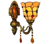Applique da Parete Vintage Lampada da Parete con Paralume in Vetro da 6" di Larghezza con Base in Ferro Lampada da Parete Decorativa Country per Camera da Letto Soggiorno Ristorante Bar di casa,