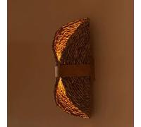 Applique da parete vintage per bagno, lampade da parete boho, attacchi E26/E27, lampade da parete in rattan intrecciato a mano per camera da letto, galleria di fattoria