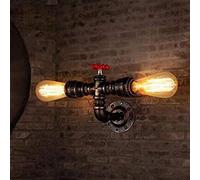 Applique da parete vintage Retro industriale Steampunk Lampada da parete 2 luci Applique parete in metallo stile tubo dell'acqua E27 Camera letto a parete Cafe Bar Ristorante Illuminazione interni