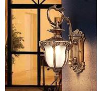 Applique da Parete Wmmner da Giardino Europeo in Alluminio V-Intage Lanterne industriali per Esterni Lampade in Vetro antipioggia/Bronzo/40 * 28 cm