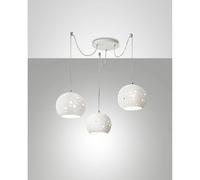 Corvara sospensione 3 luci rotonda decentrata ceramica ø 25 bianco [EEK: A]