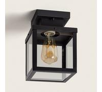 LEDKIA LIGHTING Applique da Soffitto per Esterni Acciaio Inox Theia Nero E27