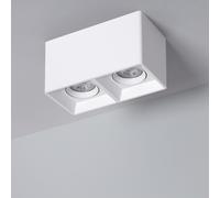 LEDKIA LIGHTING Applique da Soffitto Quadrata Doppia Bianca con Lampadina GU10 Space 2700K Bianco Caldo GU10