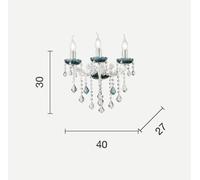 APPLIQUE DAMASCO 3 LUCI CRISTALLO E CROMO ATTACCO E14