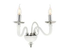 Applique DEBUSSY 2 luci in vetro lavorato a mano bianco satinato